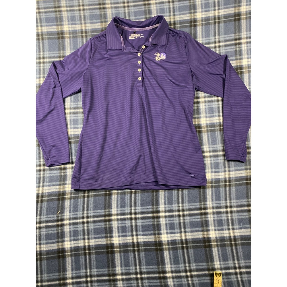 Nike Golf Tour Performance Women Purple Dri-FIT Long Sleeve Polo XL The Witch